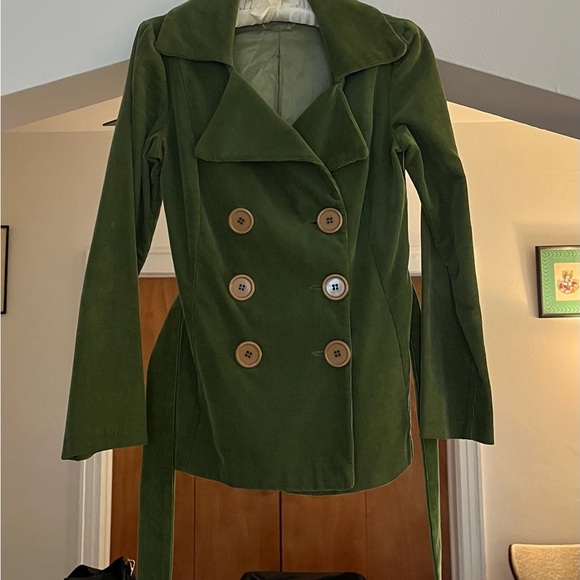 Vintage 1950’s Kelly Green Corduroy Double Breasted Jacket - Picture 2 of 4